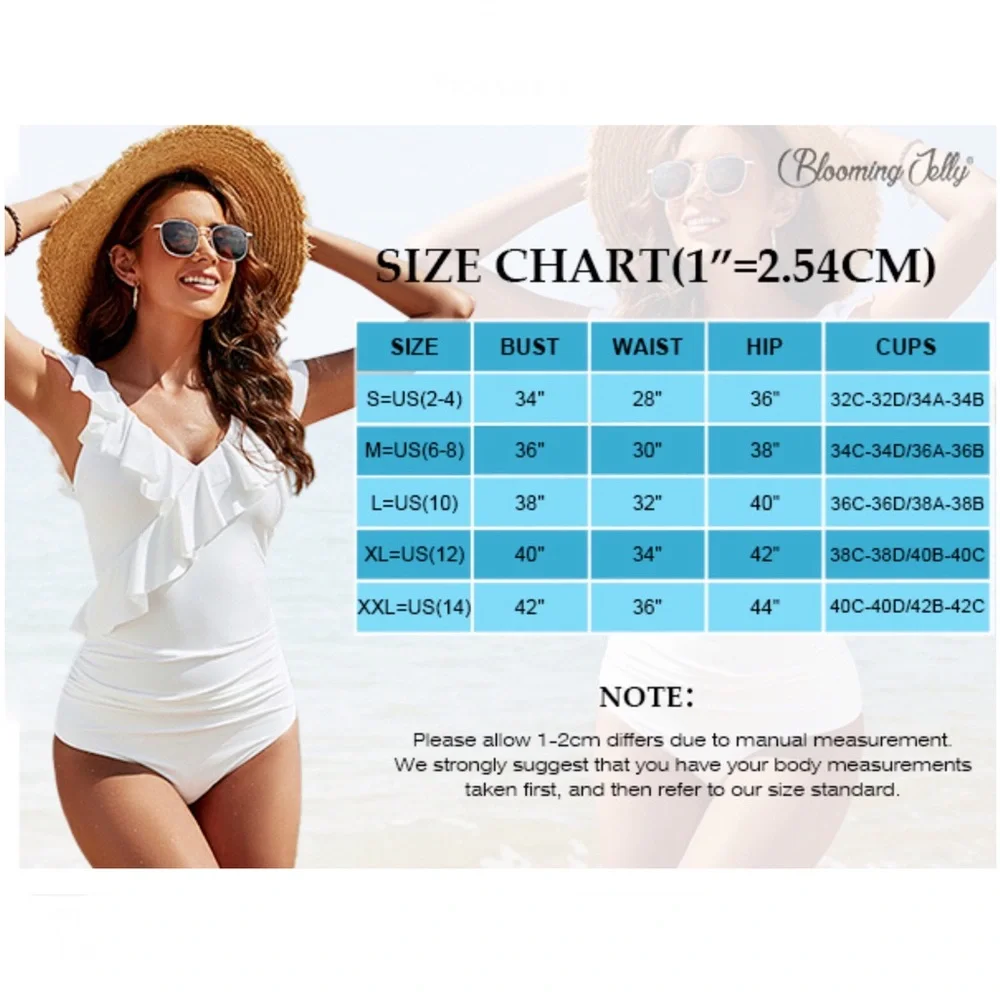 Blooming Jelly V-Neck Ruffle Trim Tummy Slimming Swimsuit - Picture 13 of 13